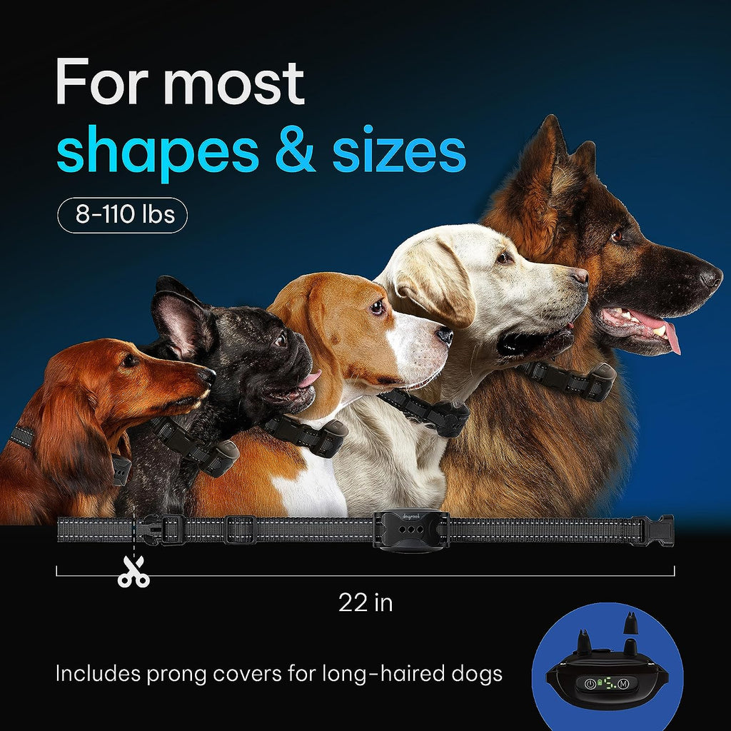 No Shock Bark Collar for Dogs | Smart Rechargeable Anti-Bark Training Collar | Beep & Vibration | Small, Medium & Large Dogs | 12-110 lbs