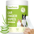 Pet Ear Cleaning Finger Wipes for Dogs & Cats | Thick Aloe Vera Ear Cleaner | Natural Deodorizing & Odour Relief | Grooming Wipes for Kittens & Small Animals | 50 Count