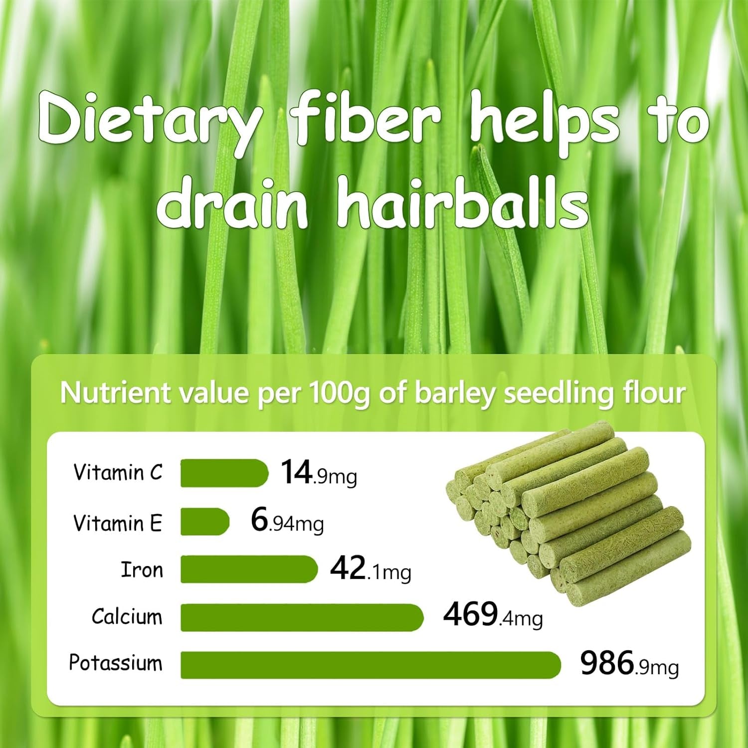 Freeze-Dried Cat Grass Stick Treats | Edible Dental Chew Toys for Cats & Kittens | Teeth Cleaning & Hairball Removal | 100g