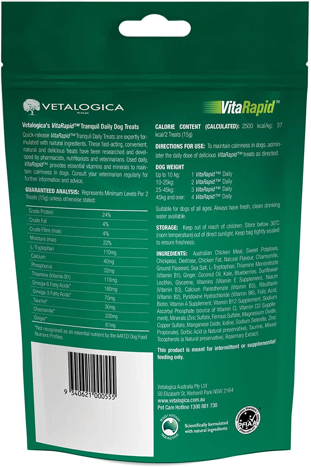 Vitarapid Calming Daily Treats for Dogs | Anxiety & Stress Relief | Storm & Separation Support | 210g