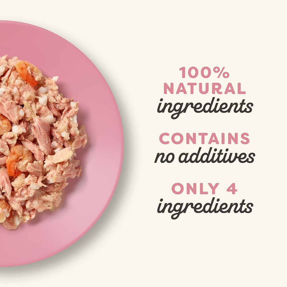 100% Natural Tuna Fillet & Prawn in Broth Wet Cat Food | Limited Ingredient Single Protein | 70g Tins | 24 Pack