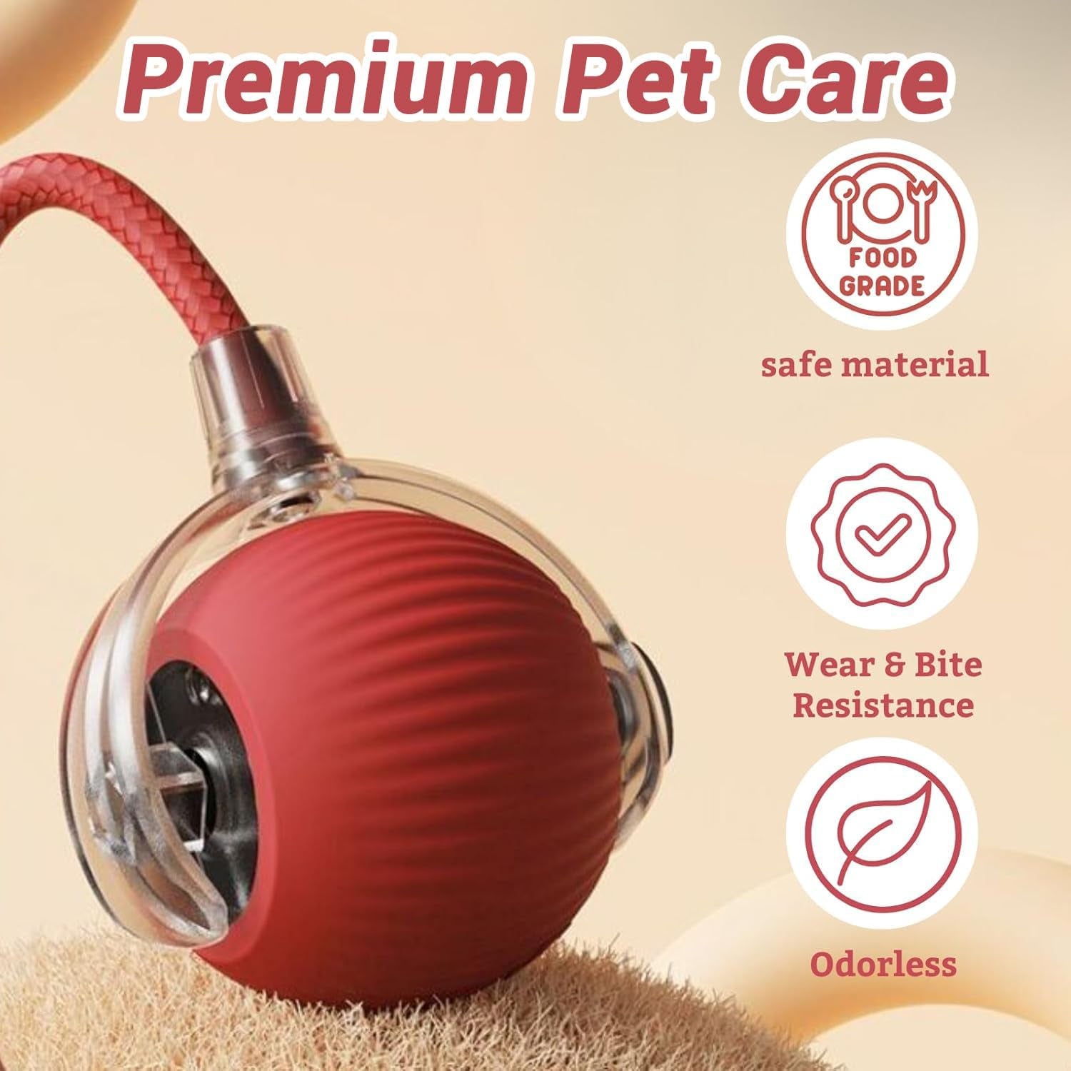 Interactive Electric Cat & Dog Toy Ball | Auto-Rolling Self-Moving Chase Teaser with Rope | USB Rechargeable | For Kittens, Cats & Puppies