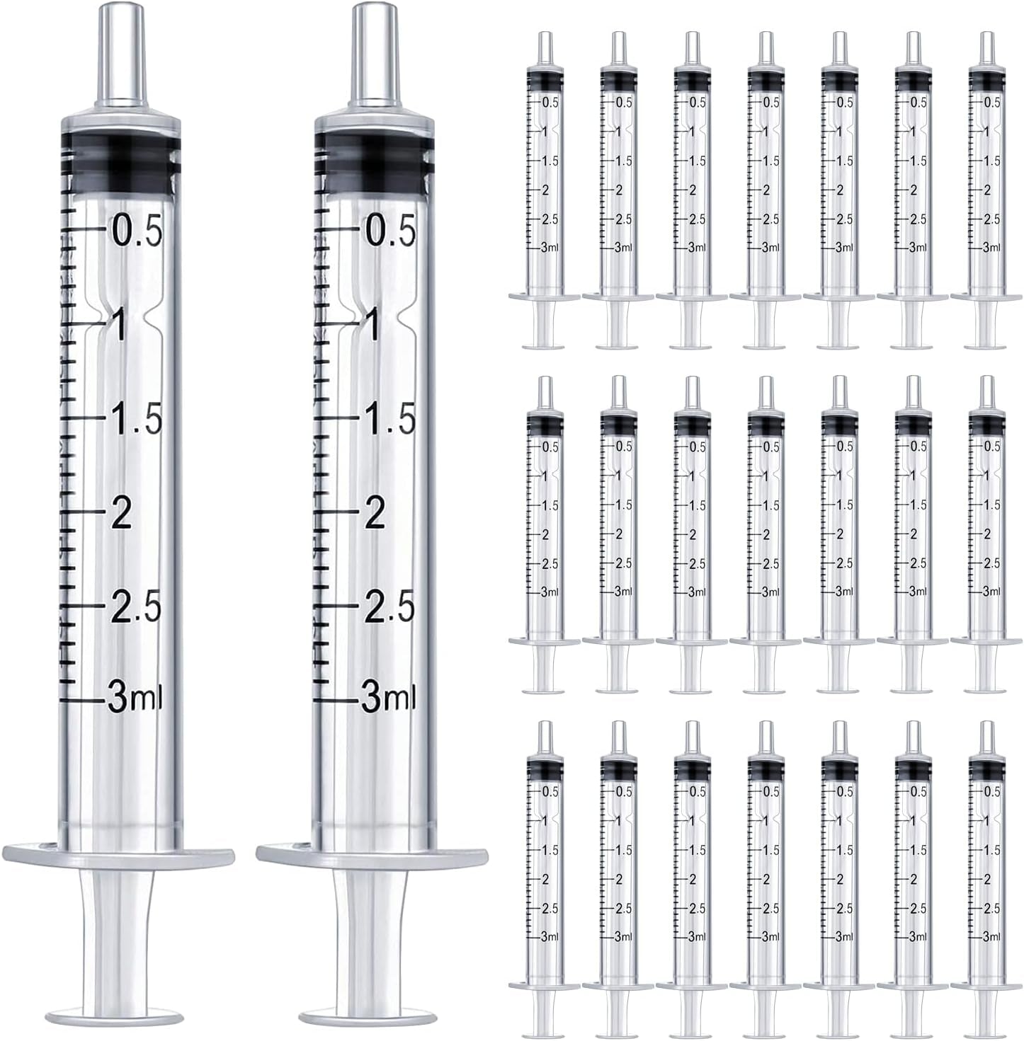 50-Pack 3ml Plastic Syringes Without Needle | Bulk Liquid Measuring Syringes | Individually Sealed | For Scientific Labs, Medical & Industrial Use