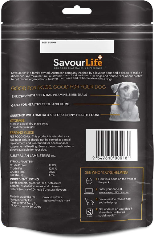 Australian Lamb Strip Dog Treats | High Protein Natural Dog Snacks | Single Ingredient Training Treats for Dogs | 165g