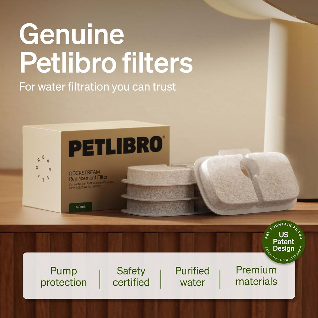 Cat Water Fountain Replacement Filters | Compatible with Dockstream & Dockstream 2 | PLWF115, PLWF106 & PLWF116 | 4-Pack