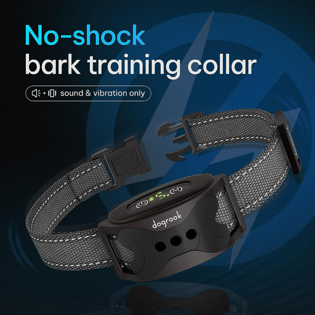 No Shock Bark Collar for Dogs | Smart Rechargeable Anti-Bark Training Collar | Beep & Vibration | Small, Medium & Large Dogs | 12-110 lbs