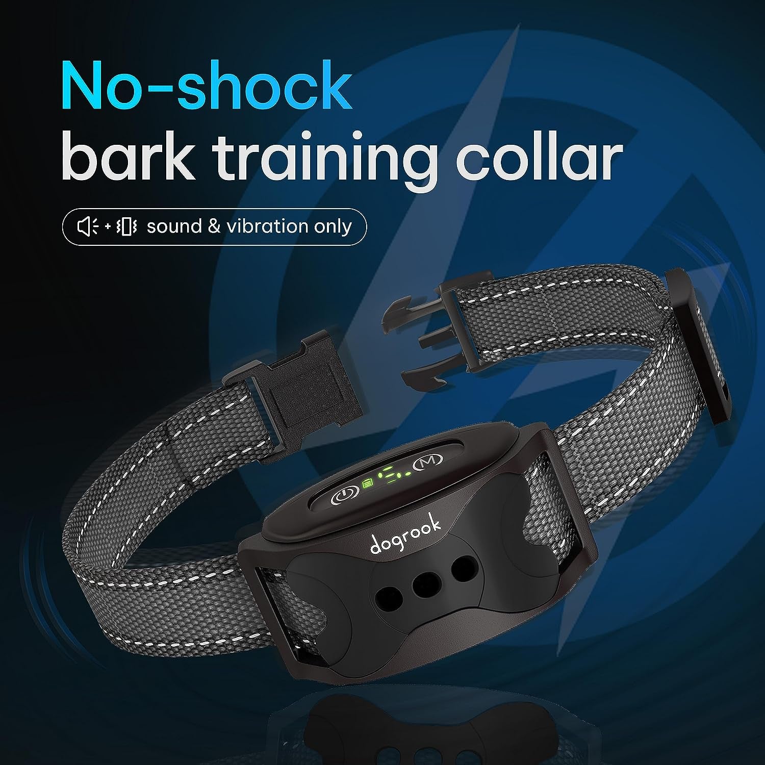 No Shock Bark Collar for Dogs | Smart Rechargeable Anti-Bark Training Collar | Beep & Vibration | Small, Medium & Large Dogs | 12-110 lbs