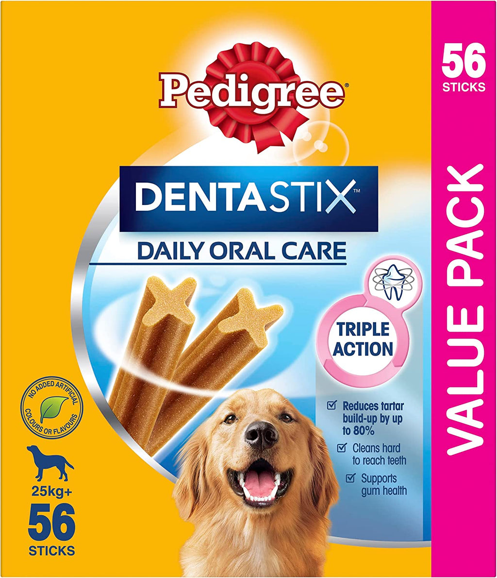Dentastix Large Dog Dental Treats | Daily Oral Care Teeth Cleaning Sticks | Tartar & Plaque Control | 56 Stick Value Pack