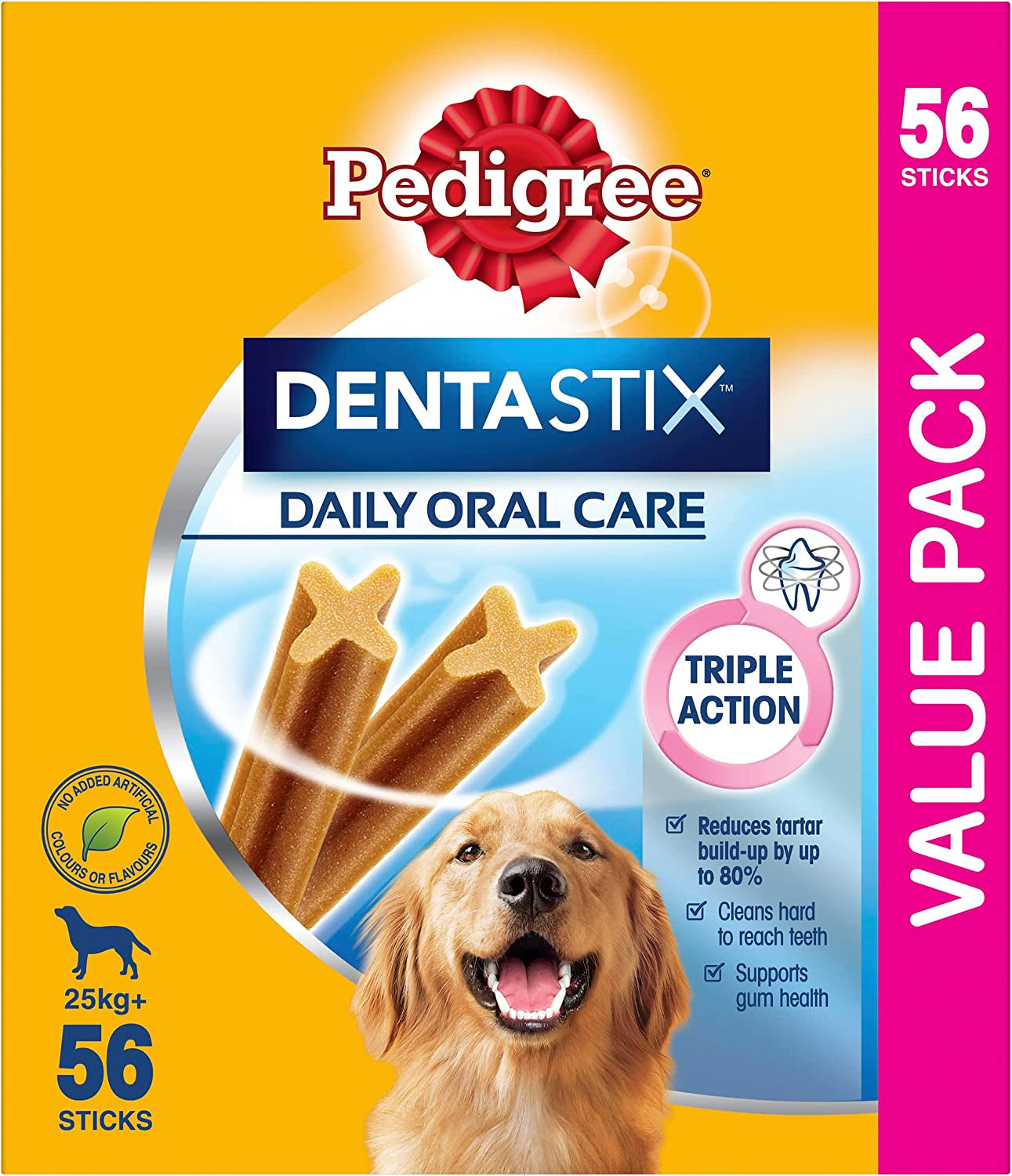 Dentastix Large Dog Dental Treats | Daily Oral Care Teeth Cleaning Sticks | Tartar & Plaque Control | 56 Stick Value Pack