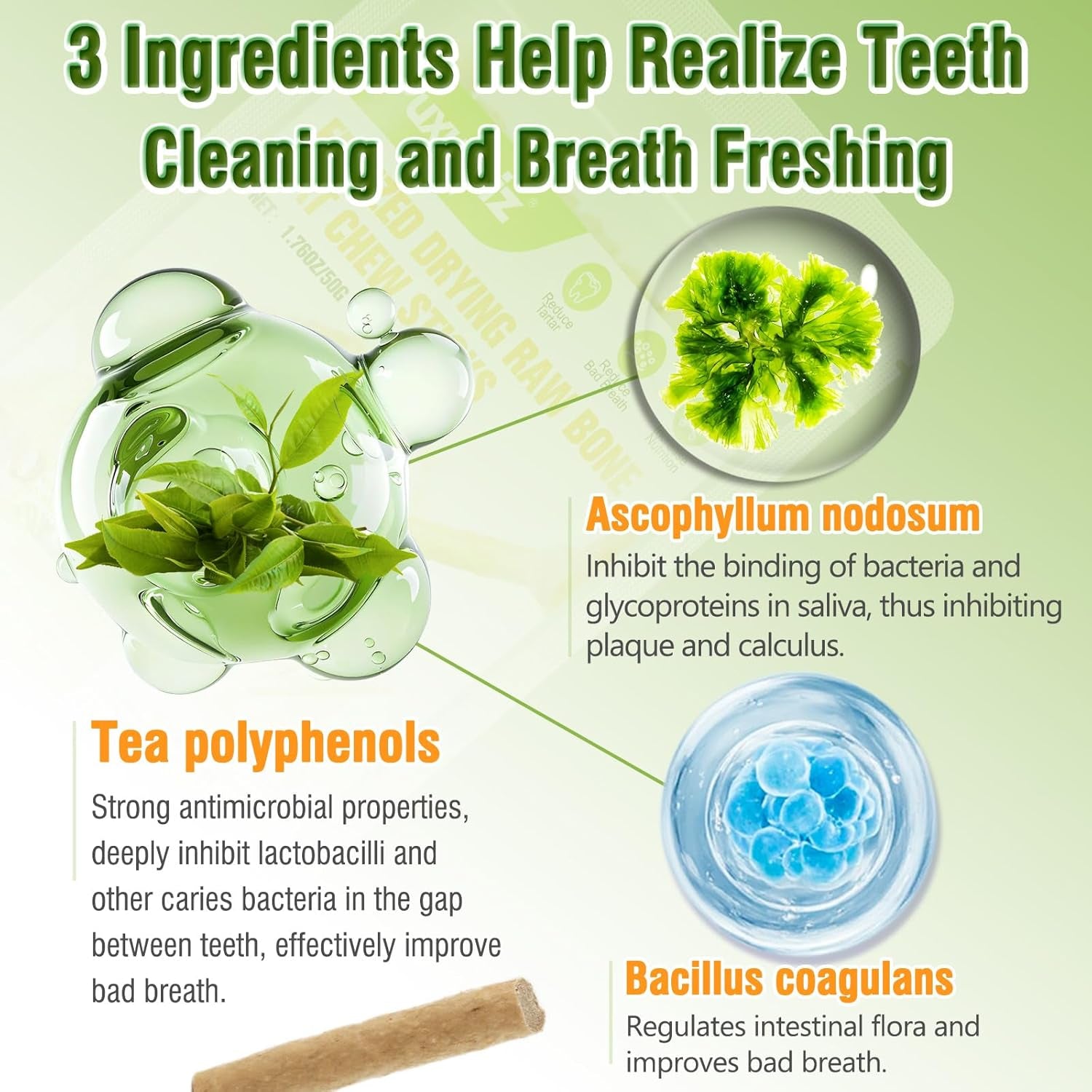 Freeze-Dried Cat Chew Sticks | Dental Treats for Cats & Kittens | Tartar Control & Fresh Breath | Teething Sticks | 50g