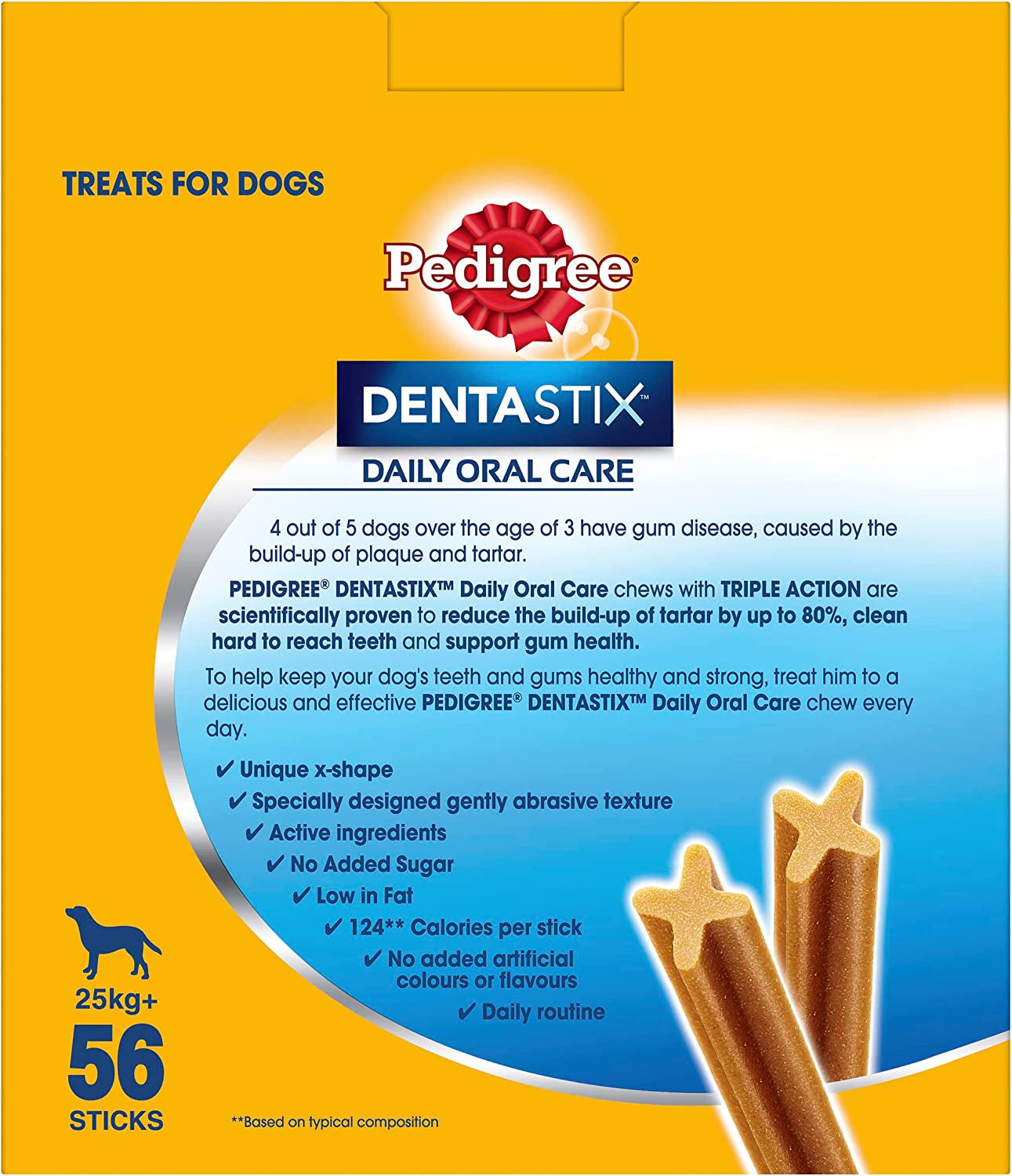Dentastix Large Dog Dental Treats | Daily Oral Care Teeth Cleaning Sticks | Tartar & Plaque Control | 56 Stick Value Pack
