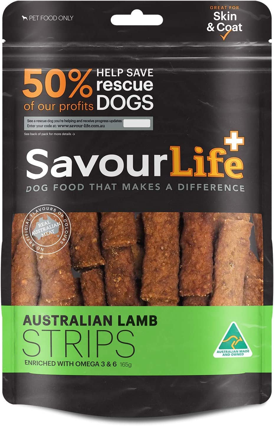 Australian Lamb Strip Dog Treats | High Protein Natural Dog Snacks | Single Ingredient Training Treats for Dogs | 165g