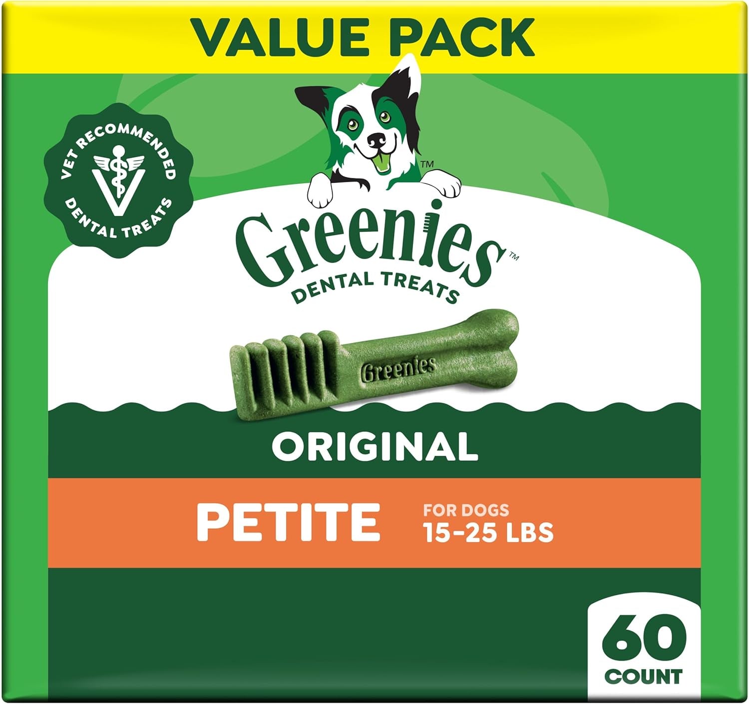 Canine Dental Dog Treats | Daily Oral Care Petite Chews | Tartar & Plaque Control | 60 Chews | 1.02kg Value Pack