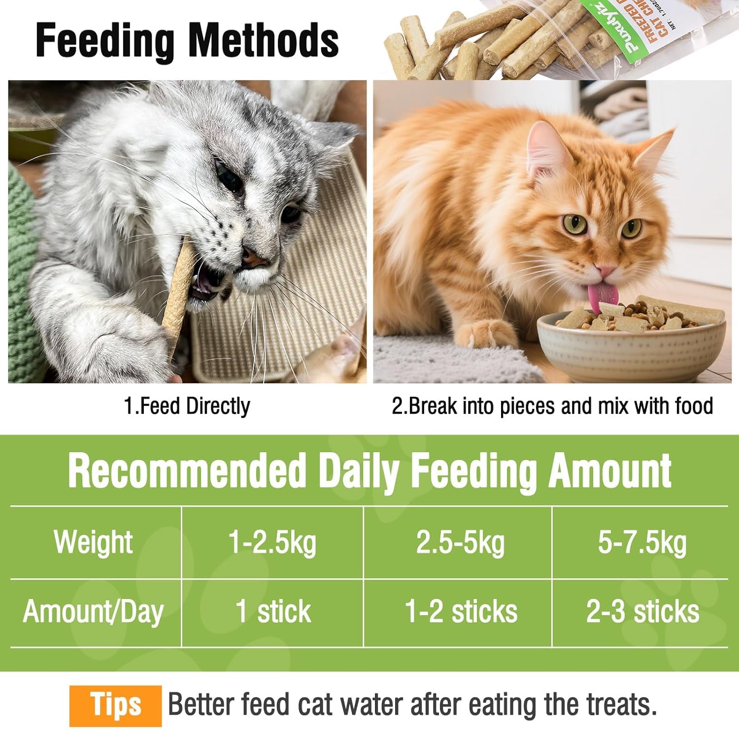Freeze-Dried Cat Chew Sticks | Dental Treats for Cats & Kittens | Tartar Control & Fresh Breath | Teething Sticks | 50g