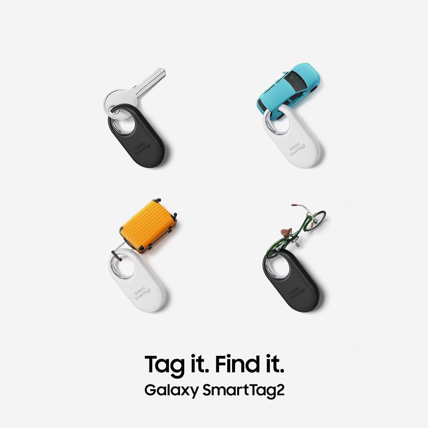 Samsung Galaxy SmartTag2 Bluetooth Tracker | Compass View & AR Lost Mode | 4 Pack (2x Black, 2x White)