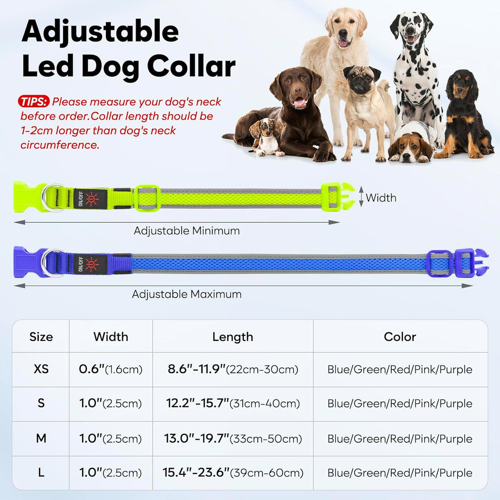 Higuard LED Light-Up Dog Collar | USB Rechargeable Glow Safety Collar | Nylon Webbing | Small, Medium & Large Dogs | 14"-20" (35.5-50.8cm) | Candy Pink