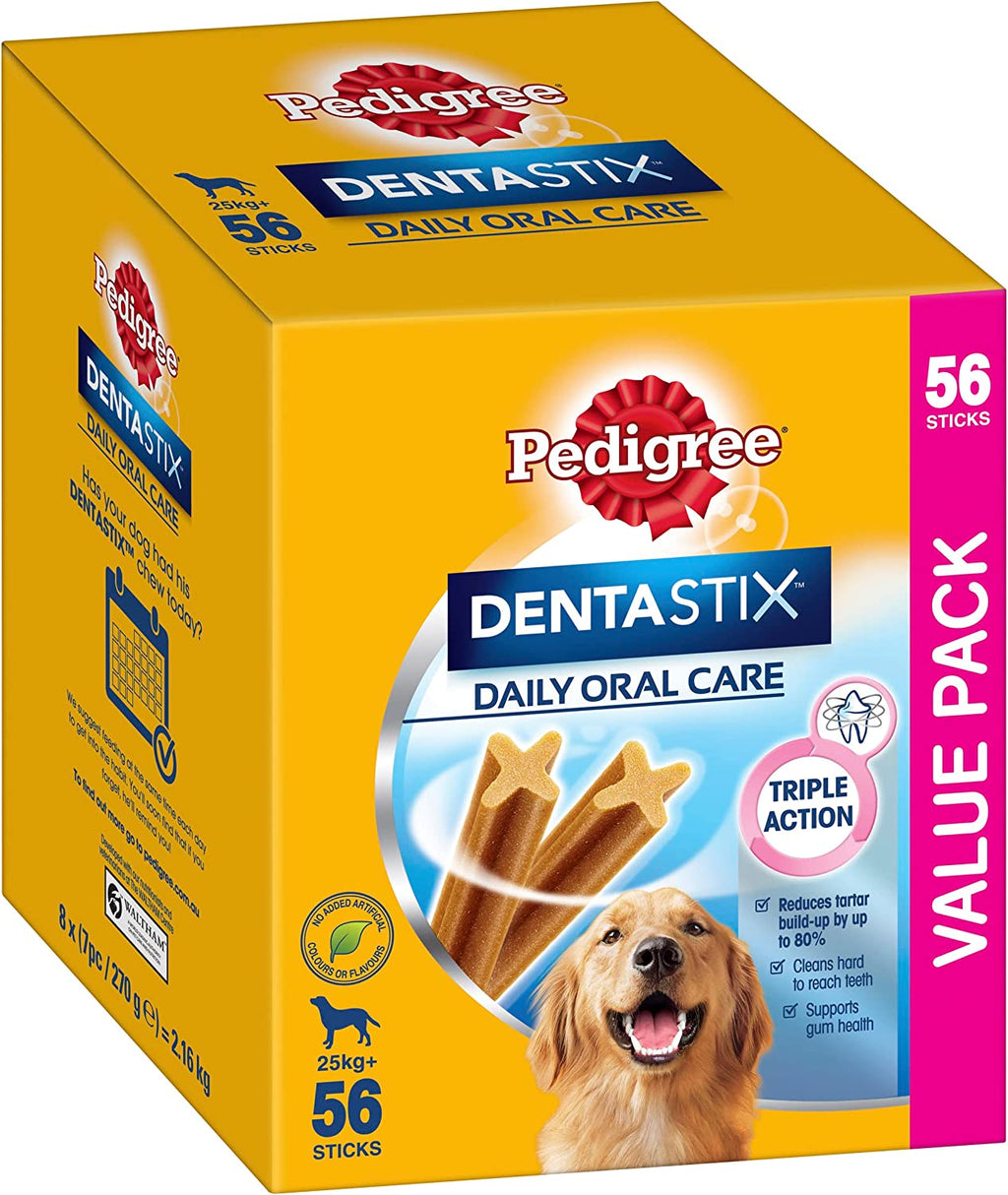 Dentastix Large Dog Dental Treats | Daily Oral Care Teeth Cleaning Sticks | Tartar & Plaque Control | 56 Stick Value Pack