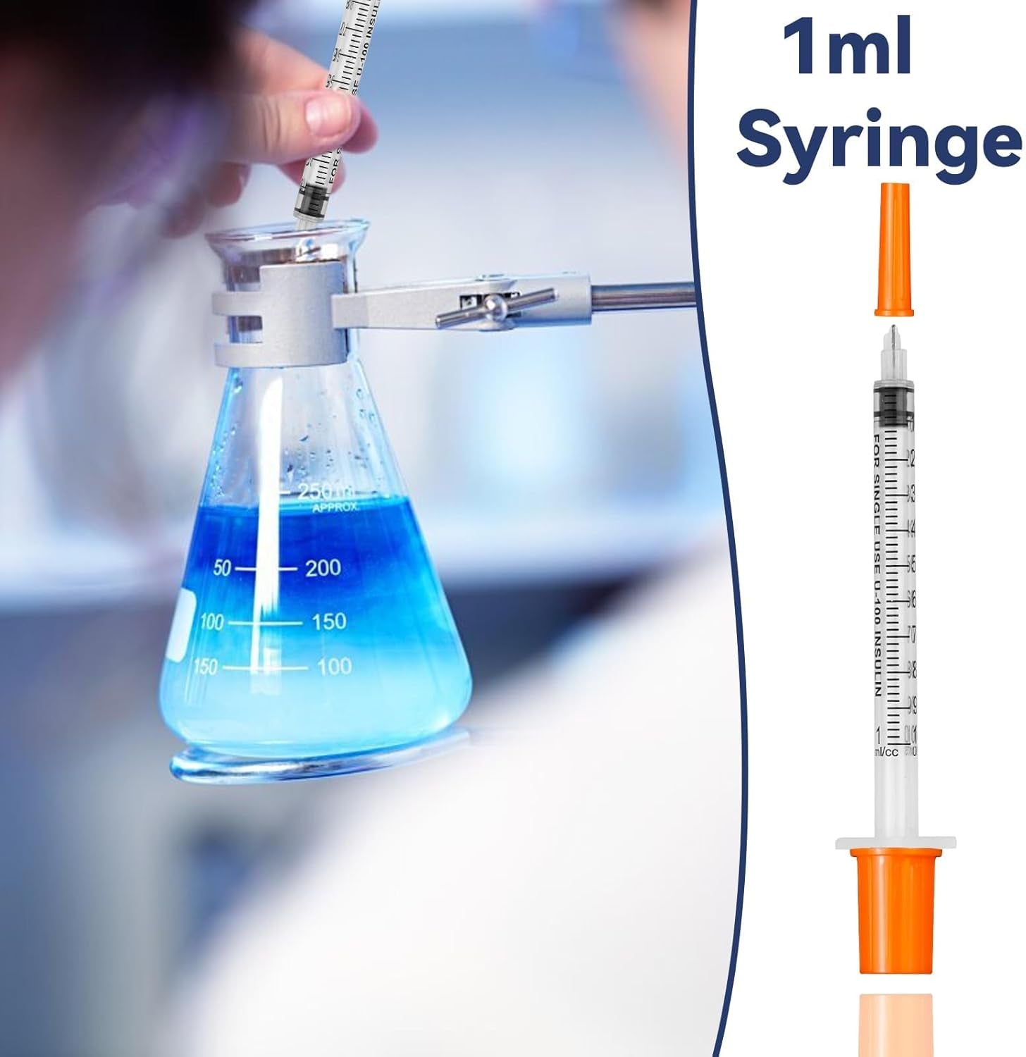 100-Pack 1ml Disposable Syringes with Needle | Individually Wrapped | For Pet Feeding, Oil, Ink & Glue Refilling | 30G 8mm Needle