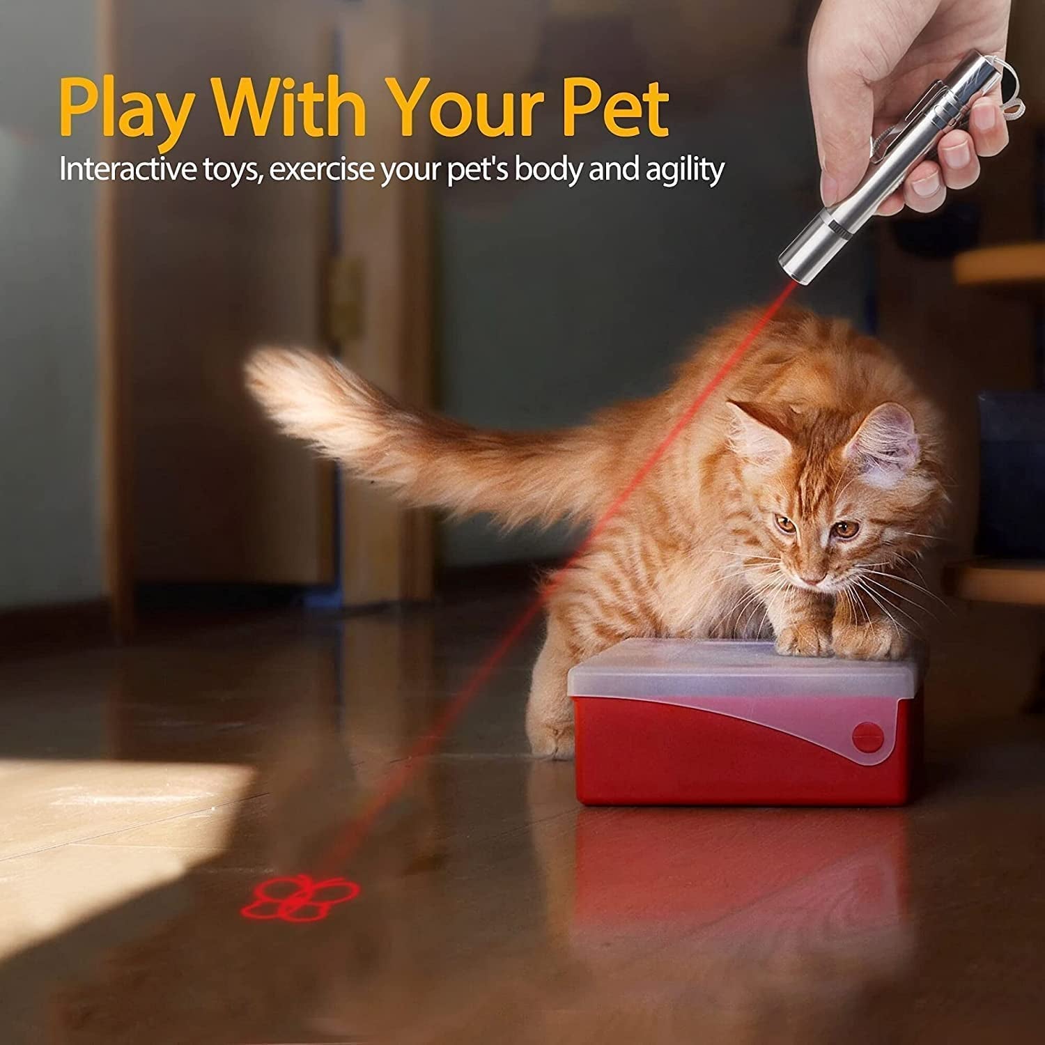 7-in-1 Laser Pointer Cat & Dog Toy | USB Rechargeable Interactive Pet Laser | 3 Modes Long Range | Indoor & Outdoor Kitten Training & Exercise Toy