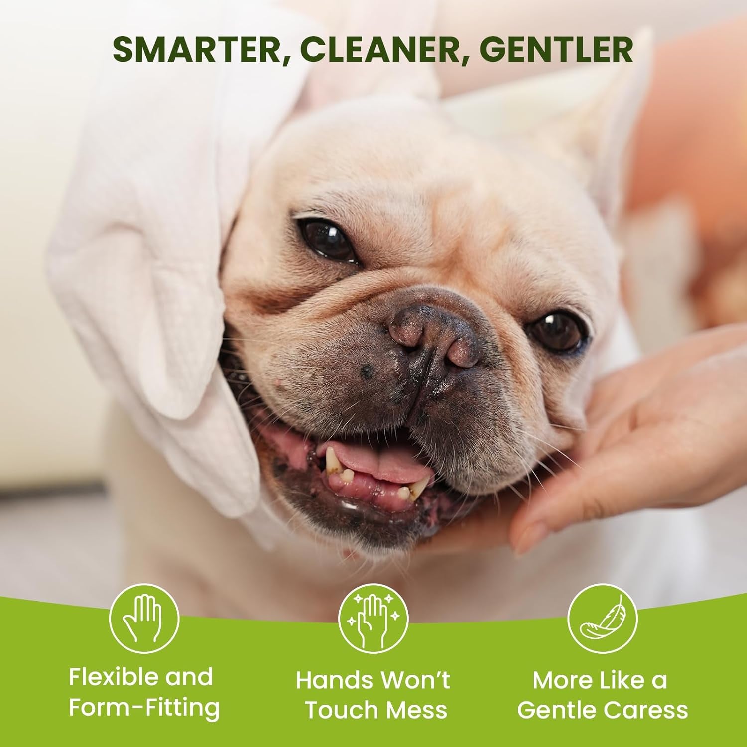 Pet Grooming Glove Wipes for Dogs & Cats | Hypoallergenic Quick Clean & Deodorizing | Fur, Paws, Eyes, Ears & Butt Wipes | Travel & Between Bath Use | 36 Pack
