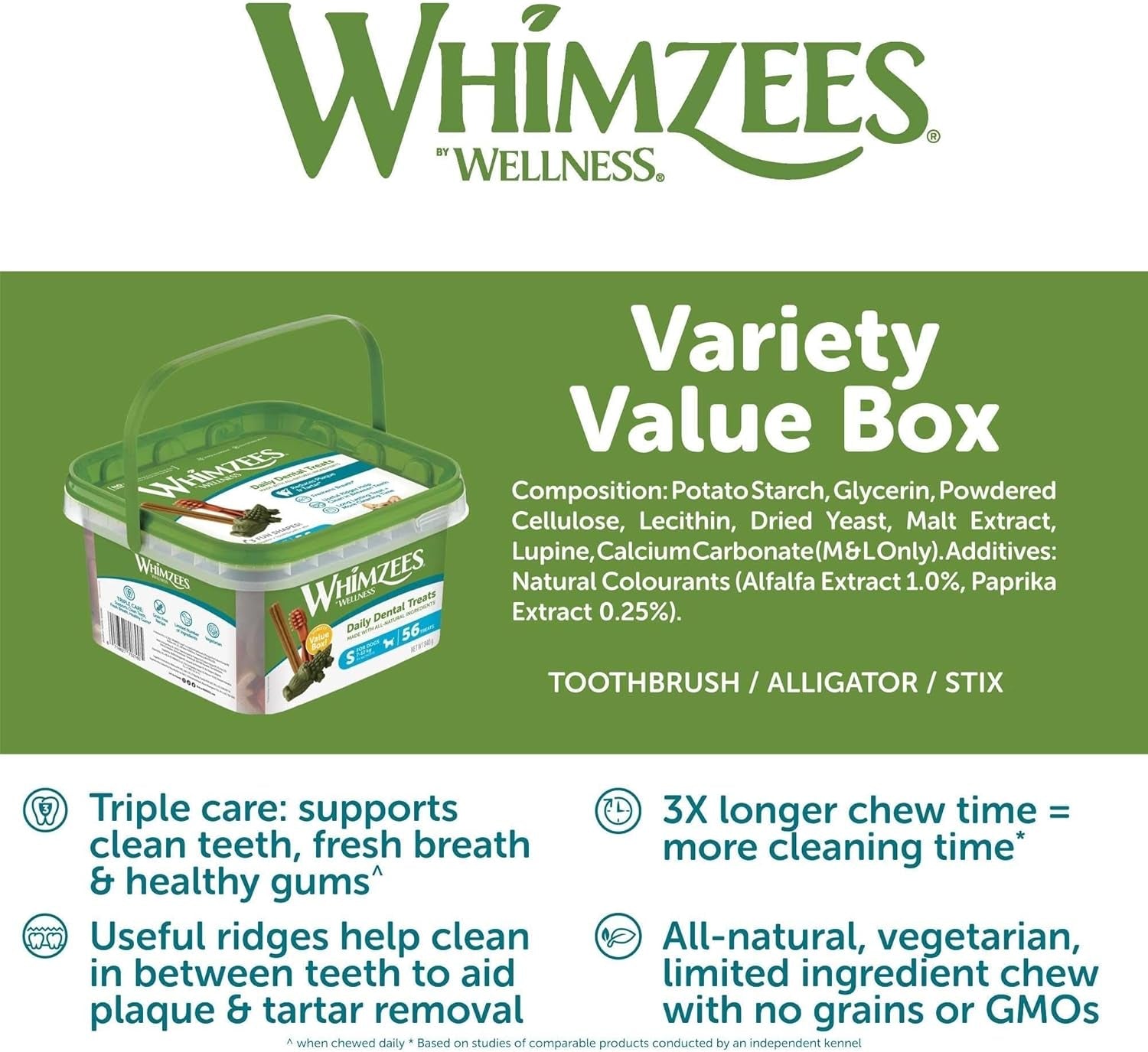 Dental Dog Treats Variety Box | Daily Dental Chews for Medium Dogs 12-18kg | Natural Tartar & Plaque Control | 28 Pack