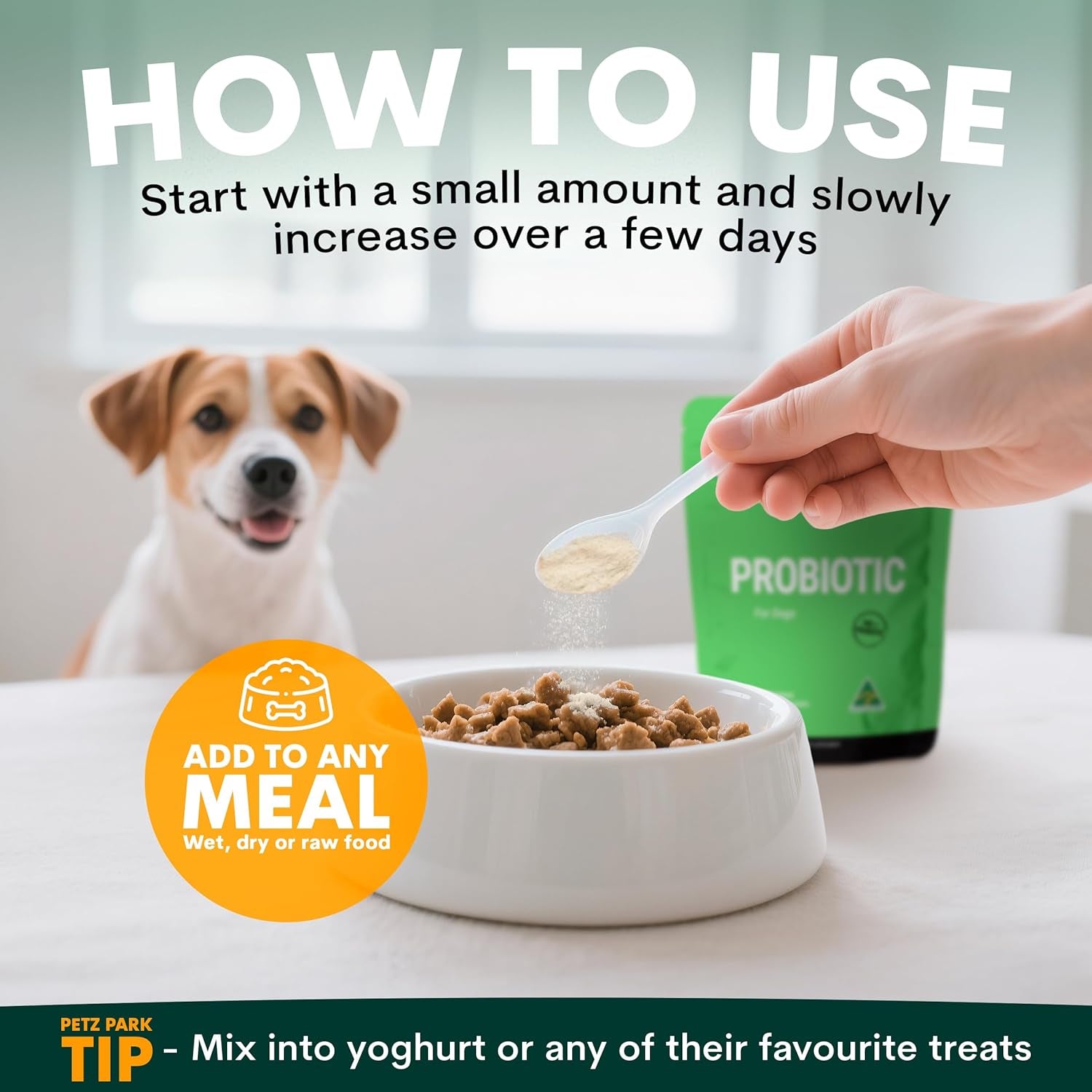Australian Dog Probiotic Powder | Gut Health & Digestive Support Supplement | Paw Licking Relief | Dog Food Topper | 45 Scoops