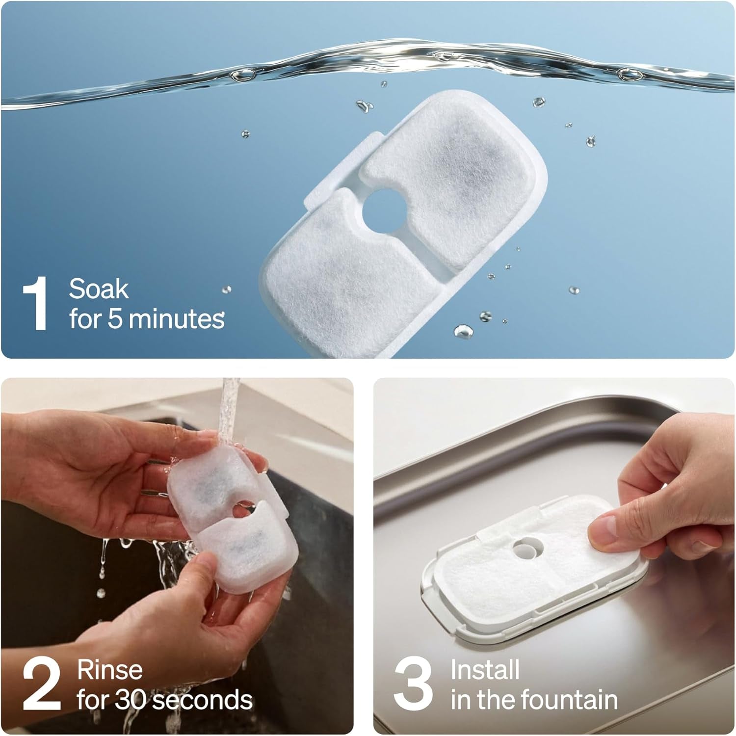 Cat Water Fountain Replacement Filters | Compatible with Dockstream & Dockstream 2 | PLWF115, PLWF106 & PLWF116 | 4-Pack