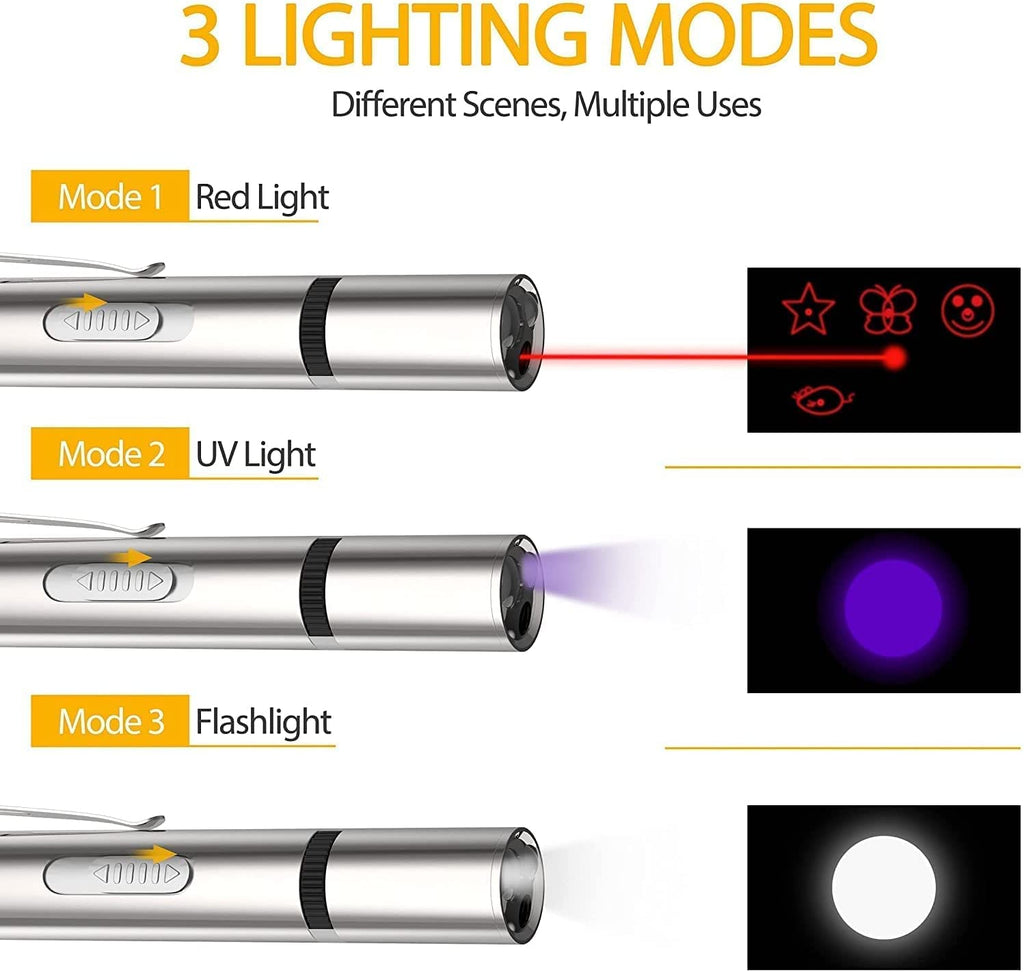 7-in-1 Laser Pointer Cat & Dog Toy | USB Rechargeable Interactive Pet Laser | 3 Modes Long Range | Indoor & Outdoor Kitten Training & Exercise Toy