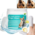 Pet Teeth Cleaning Finger Wipes | Plaque Removal & Fresh Breath | Gentle Gum Care | Disposable No-Rinse Dog & Cat Dental Wipes | 50 Count