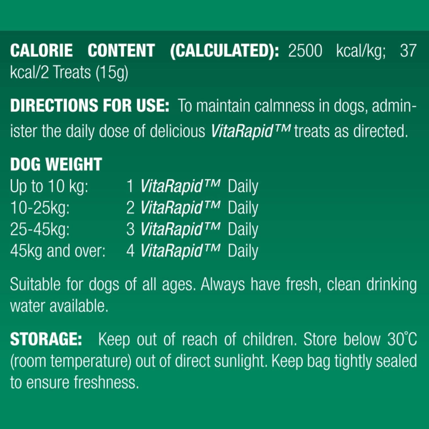 Vitarapid Calming Daily Treats for Dogs | Anxiety & Stress Relief | Storm & Separation Support | 210g