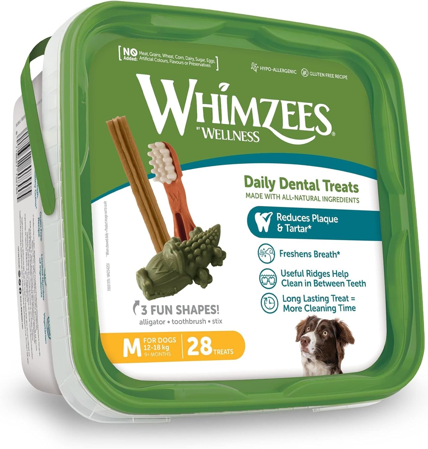 Dental Dog Treats Variety Box | Daily Dental Chews for Medium Dogs 12-18kg | Natural Tartar & Plaque Control | 28 Pack